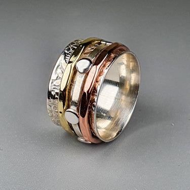 bohemian spinner ring silver copper brass